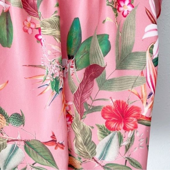 Express pink floral sheer chiffon cinched waist dress M - Picture 13 of 15